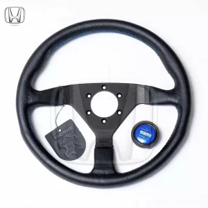 MOMO MONTE CARLO 350MM LEATHER BLUE STIT – Rare Honda Part