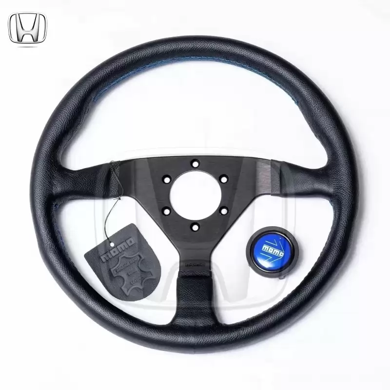 MOMO MONTE CARLO 350MM LEATHER BLUE STIT – Rare Honda Part